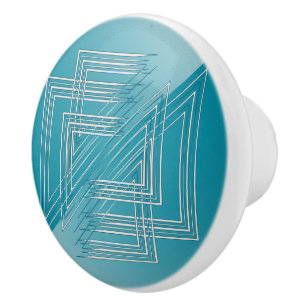 Turquoise opal white ceramic knob