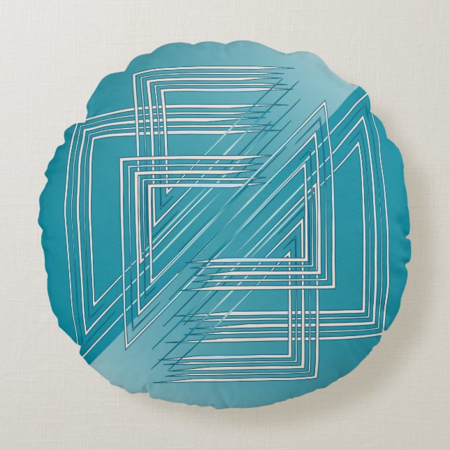 Turquoise opal white round cushion (Front)