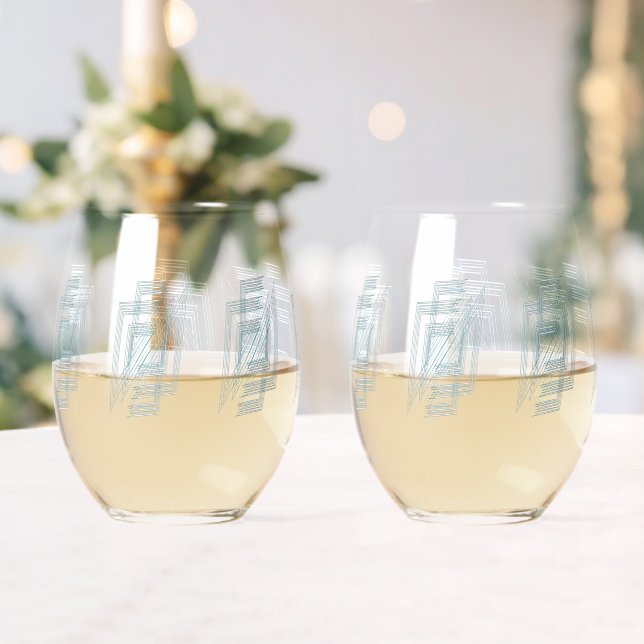 Turquoise opal white stemless wine glass (Insitu (Wedding))