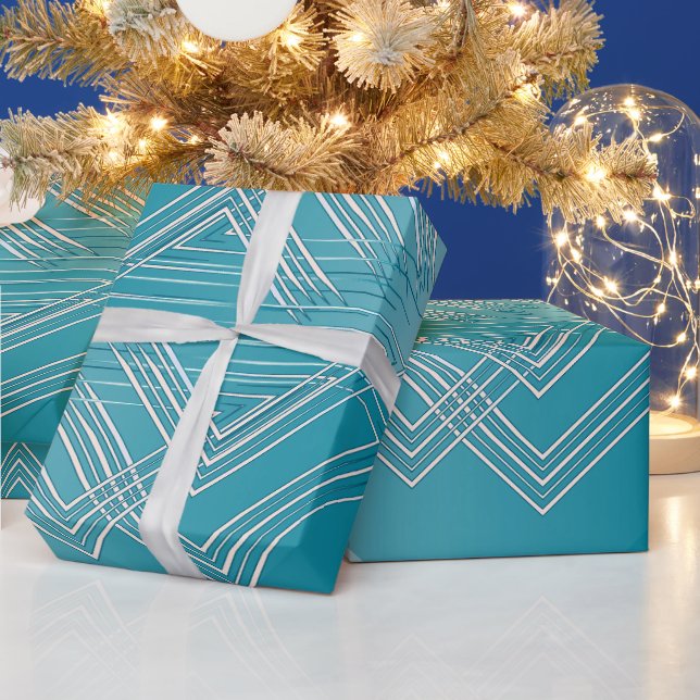 Turquoise opal white wrapping paper (Holidays)