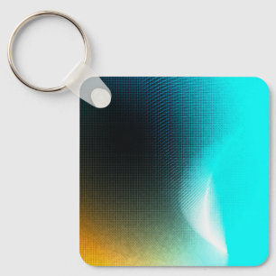 Turquoise Orange Abstract Gradient Mesh Art Key Ring