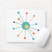 Turquoise Orange Atomic Age Starburst Mid Century