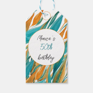 Turquoise Orange Beautiful Watercolor Personalised Gift Tags