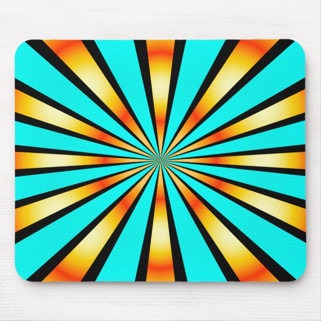 Turquoise Orange Black Radial Pattern   Mouse Pad (Front)