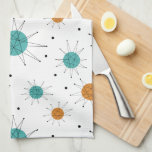 Turquoise Orange Franciscan Starburst Mid Century Tea Towel<br><div class="desc">This fabulous mid century modern kitchen towel features Franciscan starbursts in turquoise blue and orange. Make a statement in your kitchen decor!</div>
