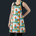 Turquoise Orange Gold Colour Blocks Mid-century Apron<br><div class="desc">Add a pop of colour to your cooking with this funky mid-century modern apron! This design features colour blocks in turquoise blue,  dark orange,  gold,  white,  and black.</div>