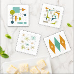 Turquoise Orange Green Mid Century Retro Coaster Set<br><div class="desc">These mid century modern acrylic coasters will make it feel like you have original art on your coffee table! Add a pop of colour to your room with these fabulous retro inspired coasters.</div>