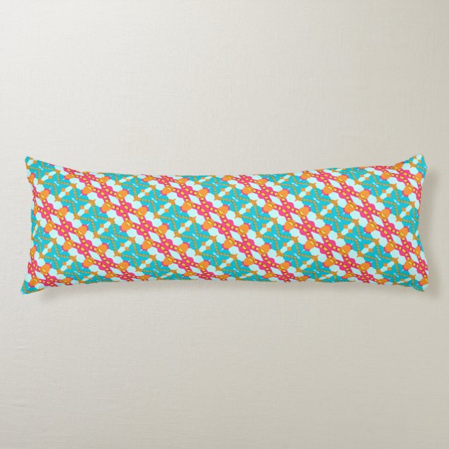 Turquoise Orange Modern Aztec Body Pillow (Front)