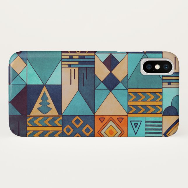 Turquoise & Orange Patchwork  Case-Mate iPhone Case (Back (Horizontal))