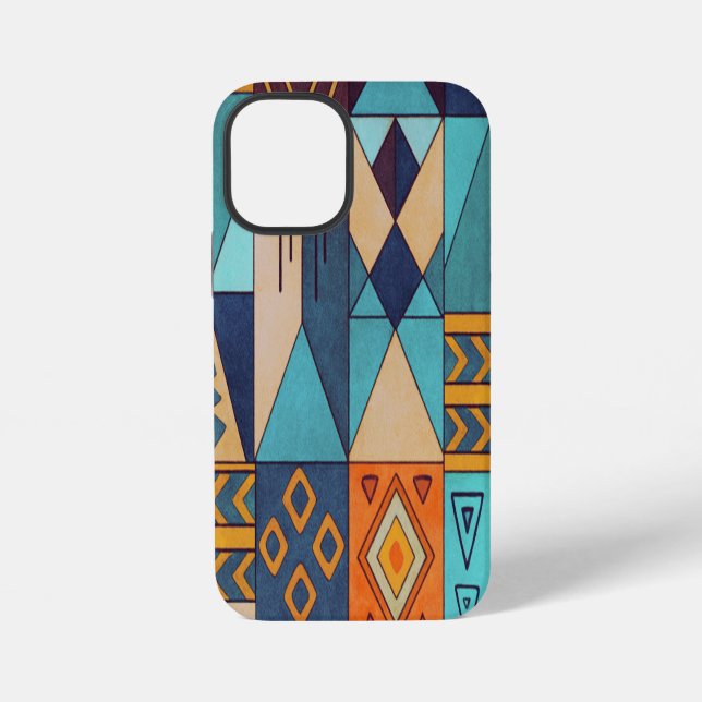 Turquoise & Orange Patchwork  iPhone Case (Back)