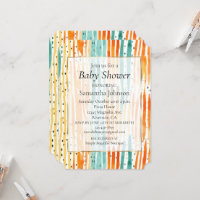 Turquoise Orange Peach Watercolor Stripes