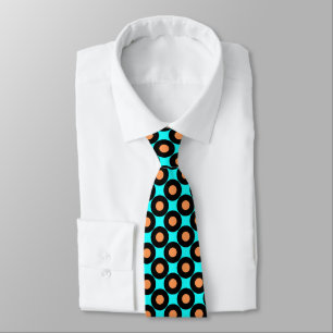 Turquoise Orange - Retro Polka Dots Tie