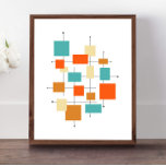 Turquoise Orange Squares Mid Century Modern Poster<br><div class="desc">This fabulous mid century modern poster features squares,  rectangles,  and lines in the colors of turquoise blue,  two shades of orange,  cream,  and black.</div>
