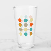 Turquoise Orange Tan Circles and Lines Mid Century