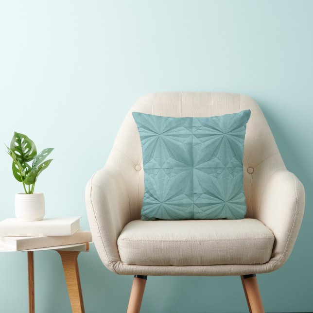 Turquoise Origami Pattern Cushion (Chair)