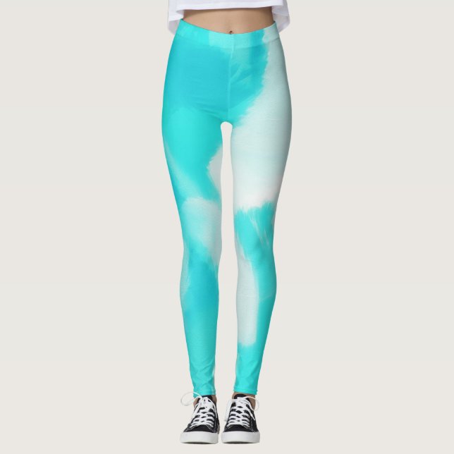 Turquoise Paint Splatter Leggings (Front)