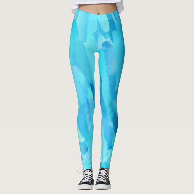 Turquoise Paint Splatter Leggings (Front)