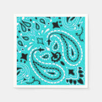 Turquoise Paisley Bandanna Scarf BBQ Picnic Napkin