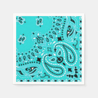 Turquoise Paisley Bandanna Scarf BBQ Picnic Napkin