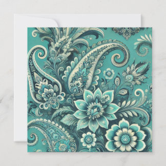 Turquoise Paisley Floral Pattern Invitation