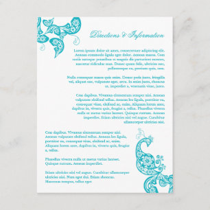 Turquoise Paisley Peacock Chic Wedding Information Enclosure Card