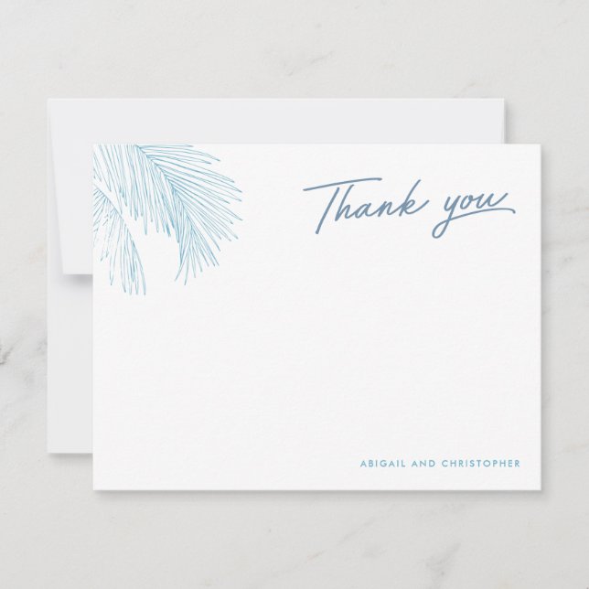 Turquoise Palm Leaves Tropical Beach Thank You Card (Front)