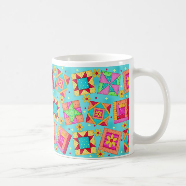 Turquoise Patchwork Quilt Design Mug (Right)