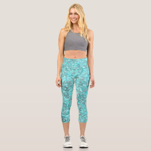 Turquoise Pattern Capri Leggings
