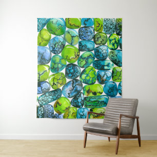 Turquoise pattern tapestry