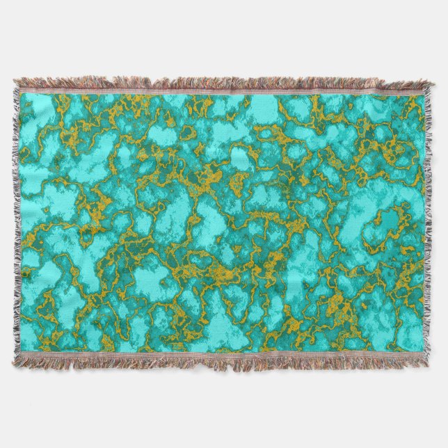 Turquoise Pattern Throw Blanket (Front)
