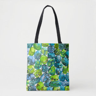 Turquoise pattern tote bag