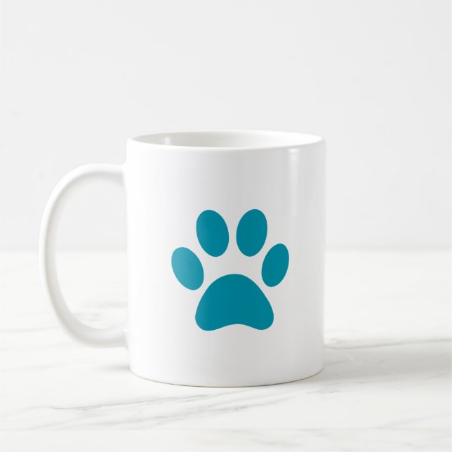 "Turquoise Paw Print" Mug (Left)