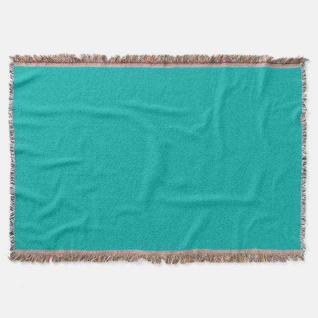 Turquoise Peacock Decor Ready to Customise Throw Blanket (Front)