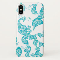 Turquoise Peacock Floral Paisley Elegant Stylish