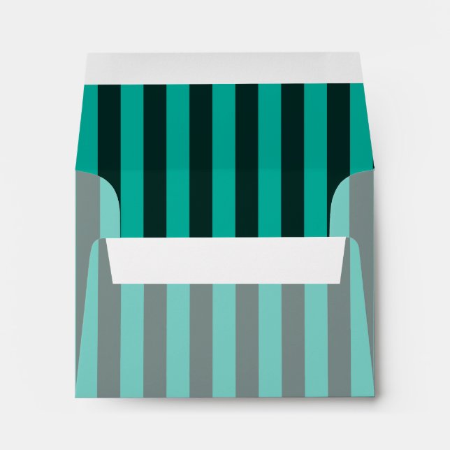 Turquoise Peacock Striped Custom Envelope (Back (Bottom))