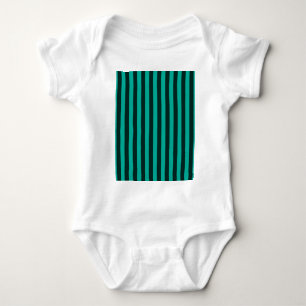 Turquoise Peacock Vertical Stripes Baby Bodysuit