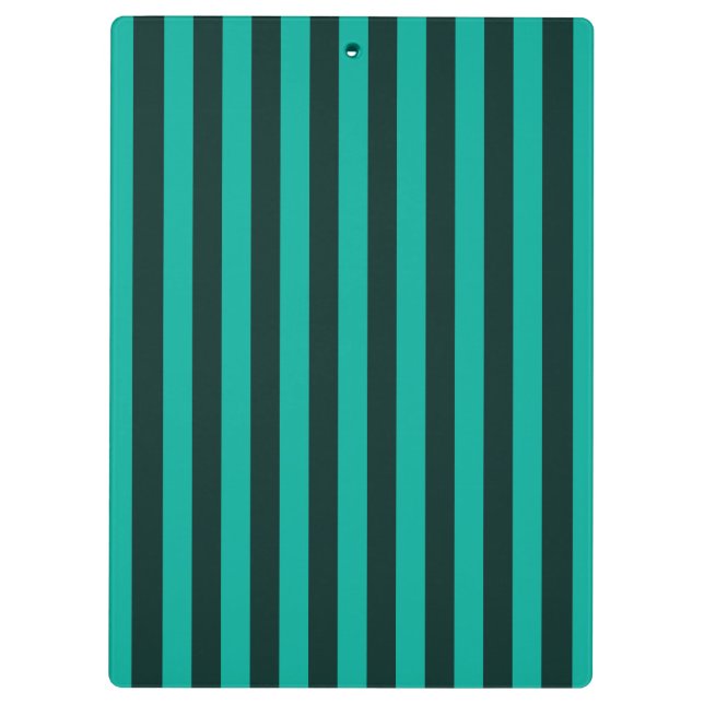 Turquoise Peacock Vertical Stripes Clipboard (Back)