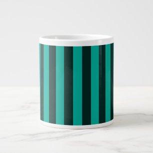 Turquoise Peacock Vertical Stripes Large Coffee Mug