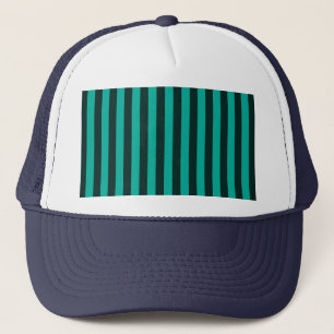 Turquoise Peacock Vertical Stripes Trucker Hat