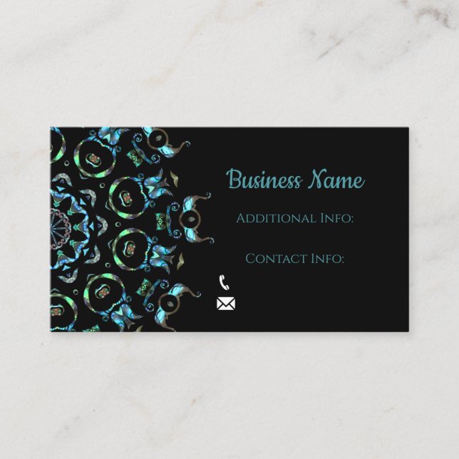 Turquoise Pearl Mandala Business Card (Front)