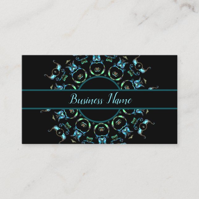 Turquoise Pearl Mandala Business Card 3 (Front)