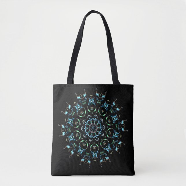Turquoise Pearl Mandala Tote Bag (Front)