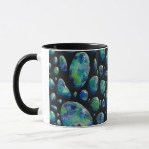 Turquoise Pebbles Black Abstract Mug