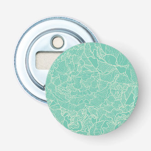 Turquoise Peony Pattern Bottle Opener
