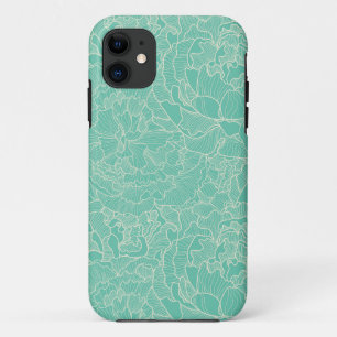 Turquoise Peony Pattern Case-Mate iPhone Case