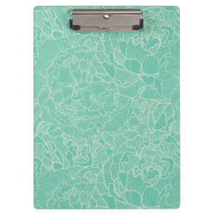Turquoise Peony Pattern Clipboard
