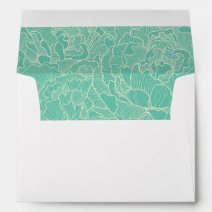 Turquoise Peony Pattern Envelope