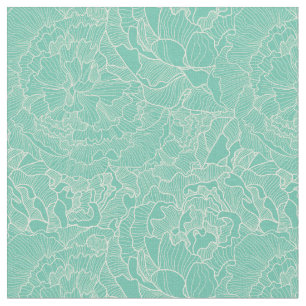 Turquoise Peony Pattern Fabric