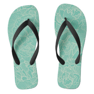 Turquoise Peony Pattern Jandals