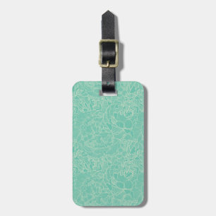 Turquoise Peony Pattern Luggage Tag